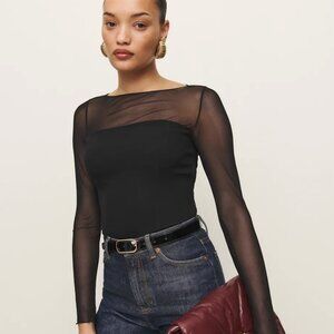 Reformation Alva Top Black - Size 4